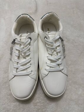 Aldo White Sneakers with Silver Hardware